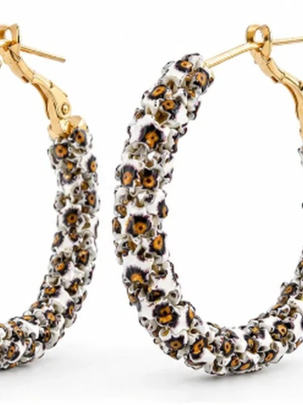 Leopard Print Textured Hoop Earrings